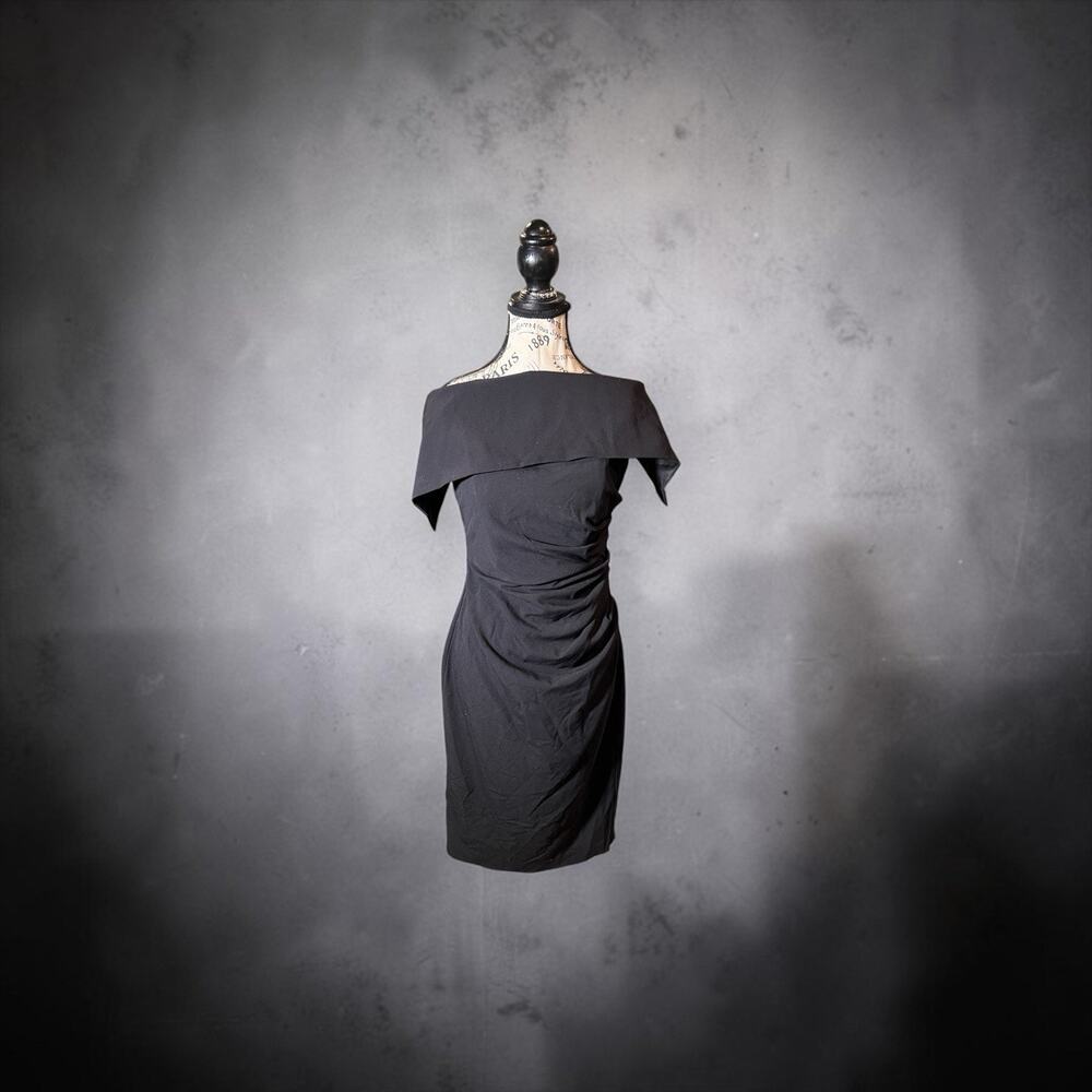 NWT Vince Camuto Popover Off The Shoulder Cocktail Sheath Dress Black Size 6